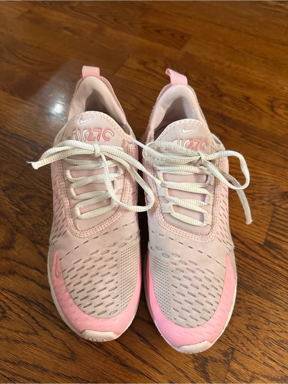 Nike Air Max 270 Pink Athletic Sneakers - Breathable Mesh, Girls Size 5Y